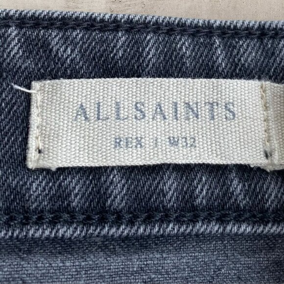 ALL SAINTS REX Jeans Men's W32 Black Distressed‎ Denim Slim Fit Tapered Ripped - Picture 7 of 13